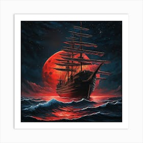 Ship On The Moon Art Print