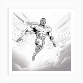 Black Superman Flying Art Print
