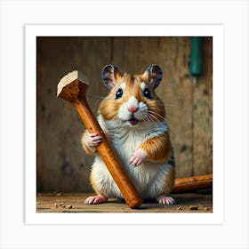 Hamster With Hammer 2 Art Print