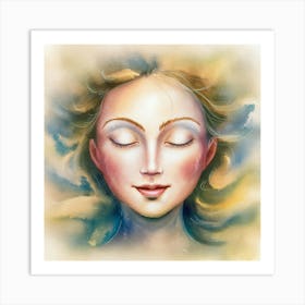 Of A Woman With Closed Eyes Art Print