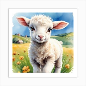 Lamb In The Meadow Art Print
