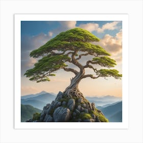 Lone Tree On Top Of Mountain 55 Art Print