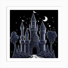 Castle At Night 1 Art Print