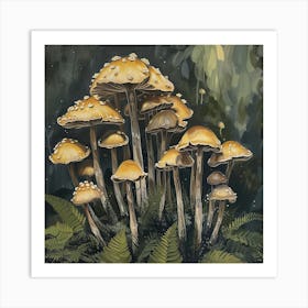 Mushrooms Fairycore Painting 2 Art Print