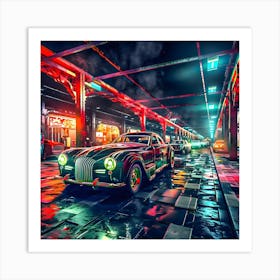 Carpark at night. 2 Art Print