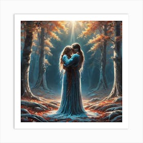 Kiss In The Woods Art Print