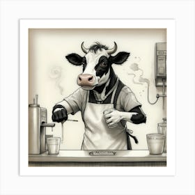 Cow Milking Art Print