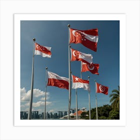 Flags Of Singapore Art Print