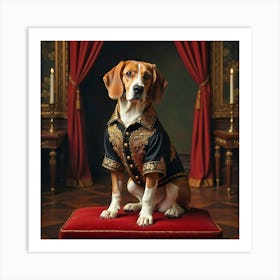 Majestic Beagle, Renaissance Style Art Print