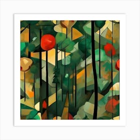 Cubism Art, Abstract forest 2 Art Print