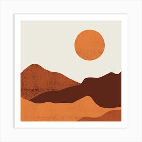 Sunrise And Mountain Art Art Print