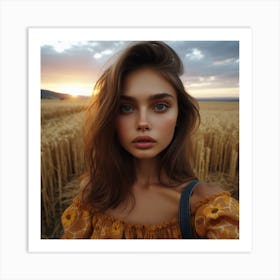 Portrait Of A Girl In A Wheat Field Art Print