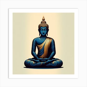 "Contemplative Tranquility" is an artwork that exudes calm and mindfulness, portraying a serene Buddha in deep meditation. The use of cool blue tones and golden accents highlights the figure's peaceful demeanor and spiritual radiance. This piece serves as a powerful focal point, inviting viewers to engage in introspection and find their own inner peace. It's perfect for those looking to create a serene environment in their home, yoga studio, or meditation space. "Contemplative Tranquility" is not only a striking visual addition but also an embodiment of the quest for balance and harmony in life's journey. Art Print