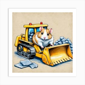 Hamster In Bulldozer Art Print