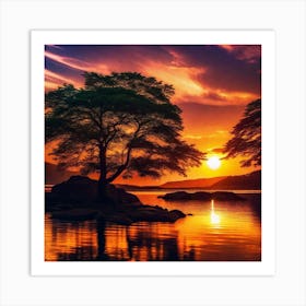 Sunset On A Lake Art Print