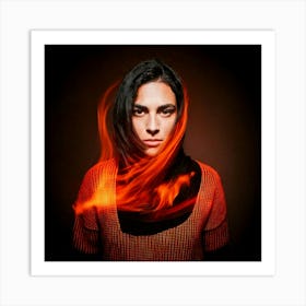 Firefly Portrait, Woman, Strong, Big Eyes, Staring, Firmly, Lens, Scarlet, Flame, Intense, Captivati (3) Art Print