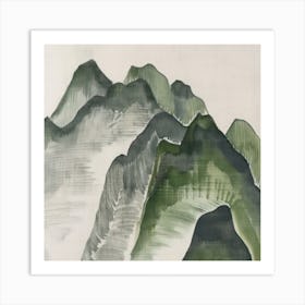 Japanese Watercolour Of Mount Ontake 6 Art Print