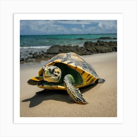 Turtle On The Beach 2 Art Print