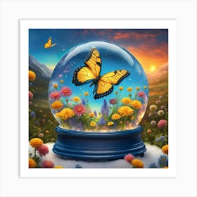 Butterfly In The Snow Globe Art Print