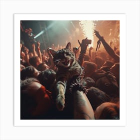 Cat In The Crowd 4 Art Print