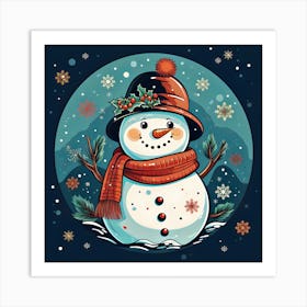 Snowman In Winter Art Print