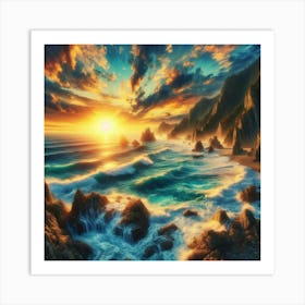 Sunset Over The Ocean 5 Art Print