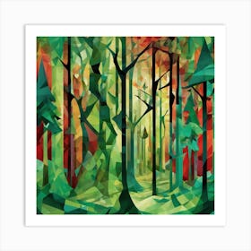 Treescape Cubism Style Art Print