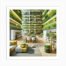 Green Living Room 1 Art Print