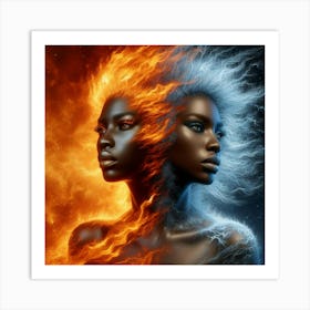 Two Women In Fire Art Print