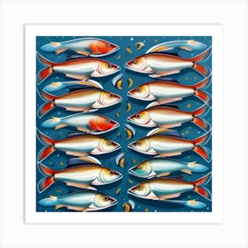 Fish In A Row Art Print