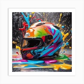 Helmet Paint Splash Art Print