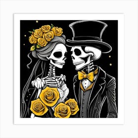 Day Of The Dead Wedding yellow roses Art Print