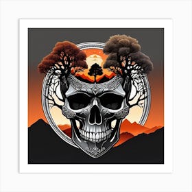 Skull With Trees Art Print