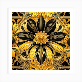 Yellow And Black Flower 1 Art Print