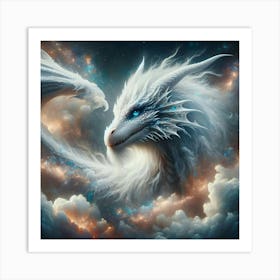 White Dragon In The Clouds Art Print