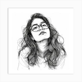 Portrait Of A Girl With Glasses Art Print