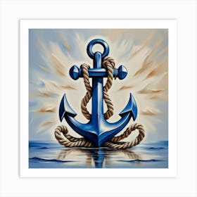 Ship anchor, Ropes, Oil painting 6 Art Print