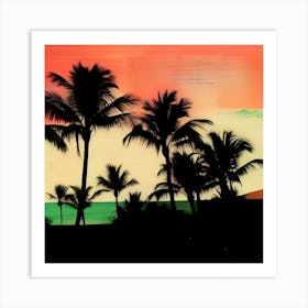 Sunset Palm Trees Art Print