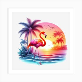 Flamingo At Sunset 7 Art Print