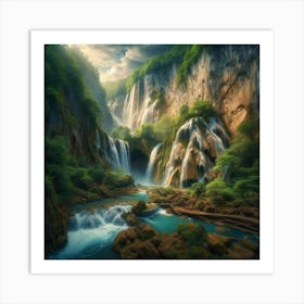 Waterfalls In The Forest Art Print