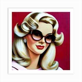 Pop art, textured canvas, limited, Retro Hollywood "plastic" 3/10 Women In Sunglasses Art Print