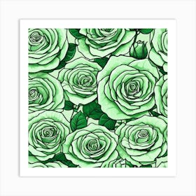 Green Roses Seamless Pattern 2 Art Print