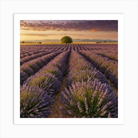 Lavender Field At Sunset 1 Art Print