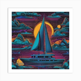 Sailboat At Sunset 37 Art Print