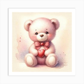 Teddy Bear With Heart Art Print