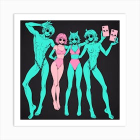 Four Girls In Bikinis Art Print