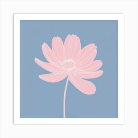 A White And Pink Flower In Minimalist Style Square Composition 272 Art Print