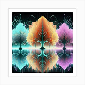 Three Colorful Trees in neon colors 15 Art Print