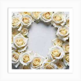 White Roses In A Heart Art Print