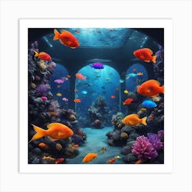 Colorful Fishes In An Aquarium Art Print